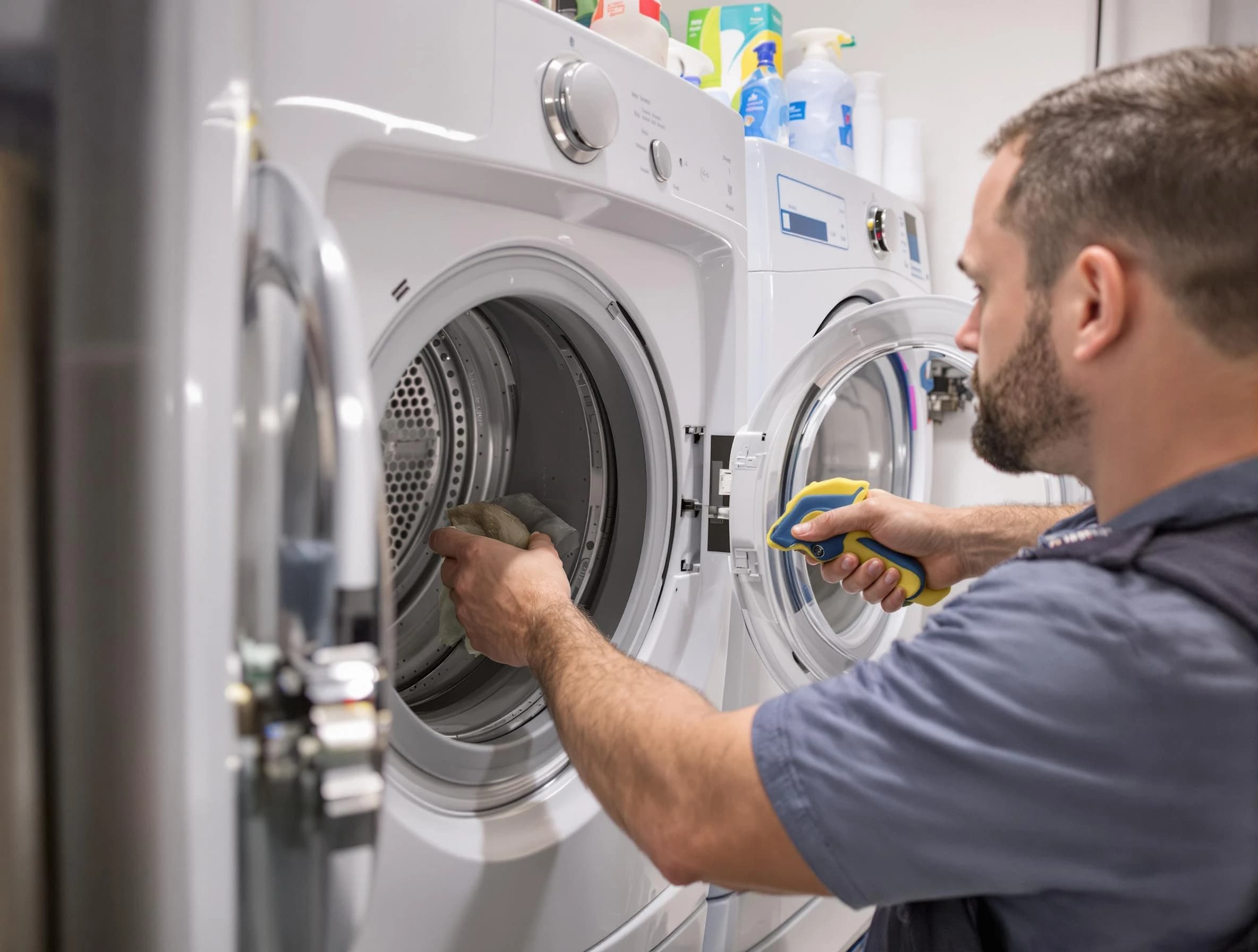 Gold Canyon Dryer Vent Cleaning specialist removing lint buildup from a dryer lint trap system in Gold Canyon