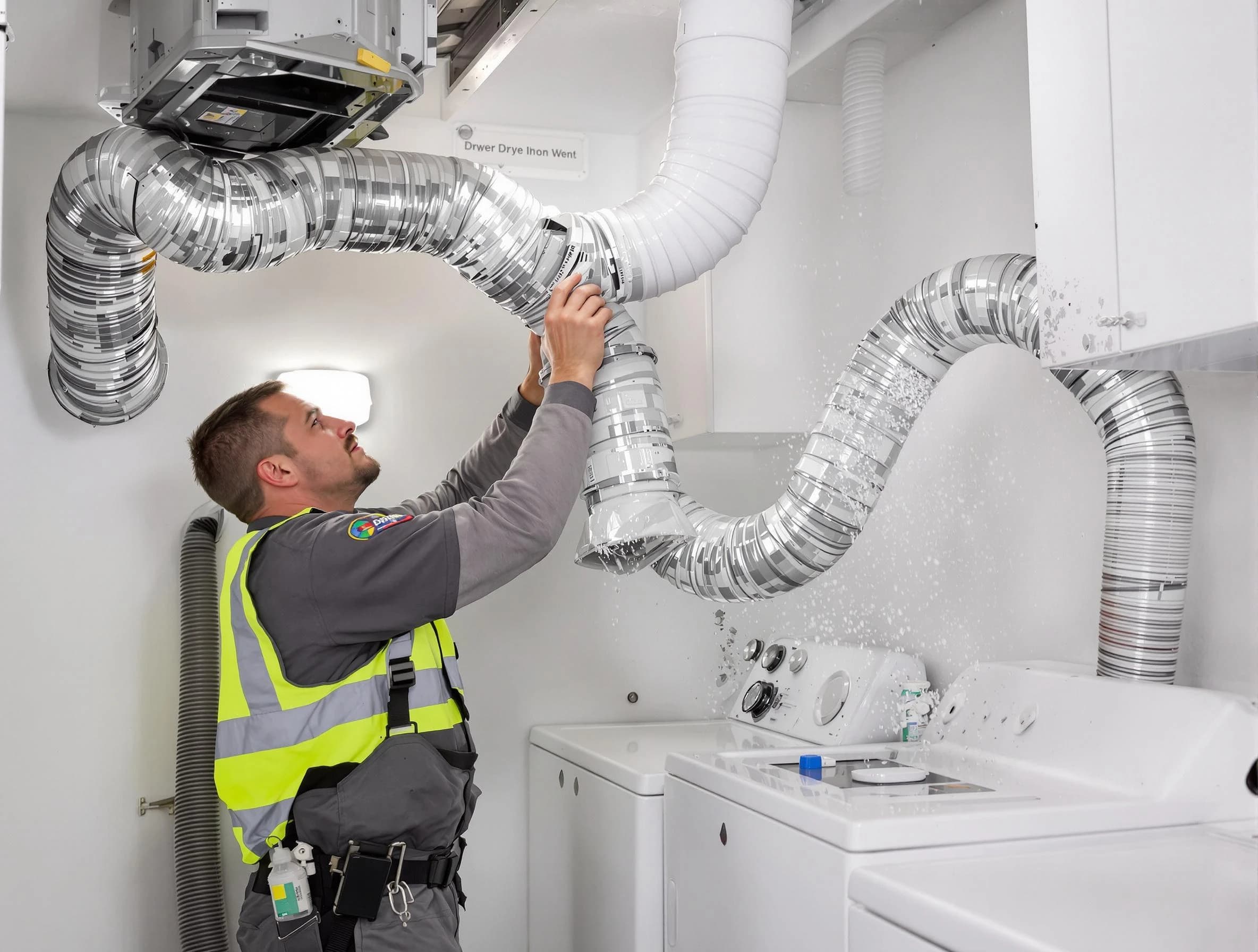 Gold Canyon Dryer Vent Cleaning technician performing detailed dryer exhaust vent cleaning at a home in Gold Canyon