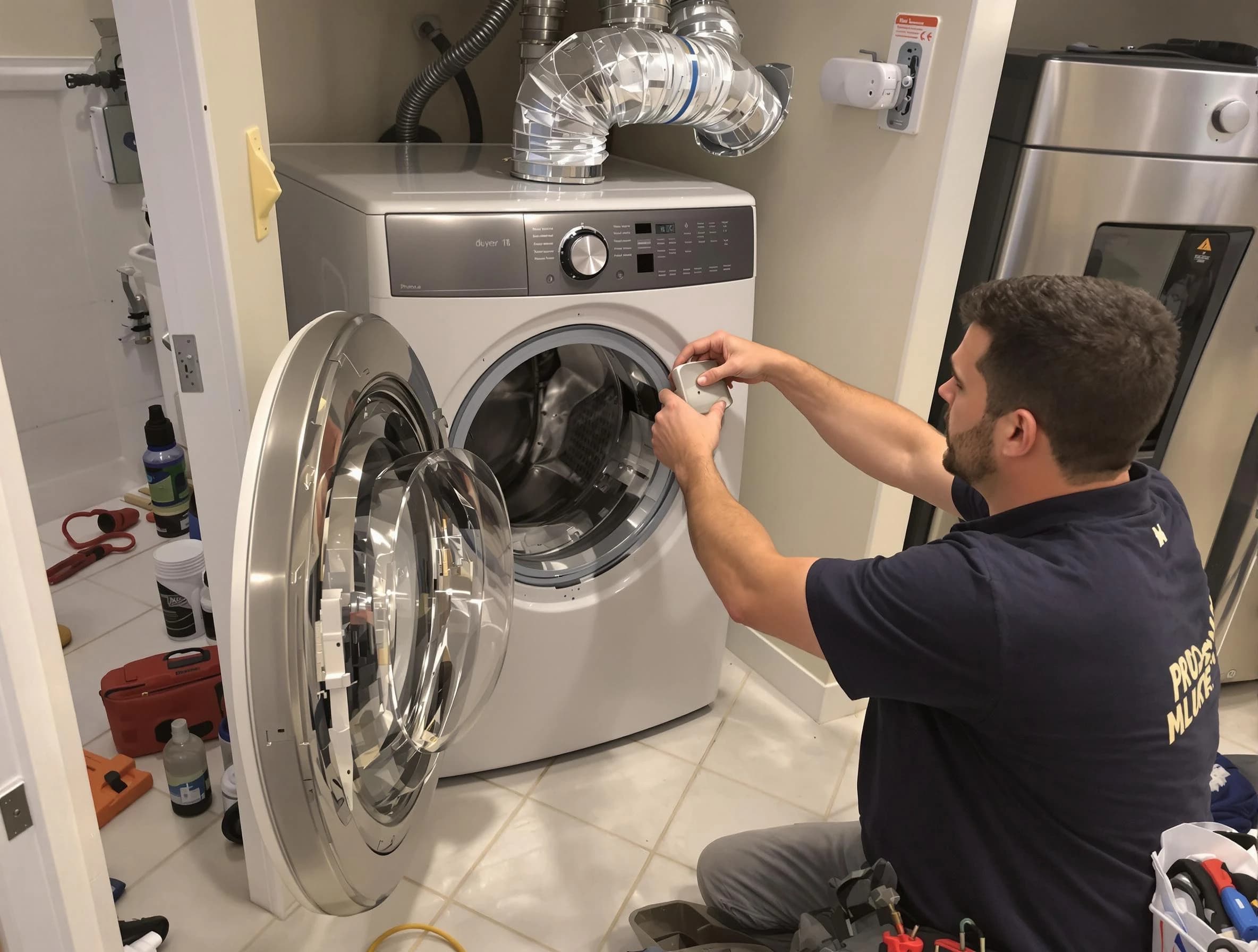 Gold Canyon Dryer Vent Cleaning technician performing precise dryer vent hose installation in Gold Canyon